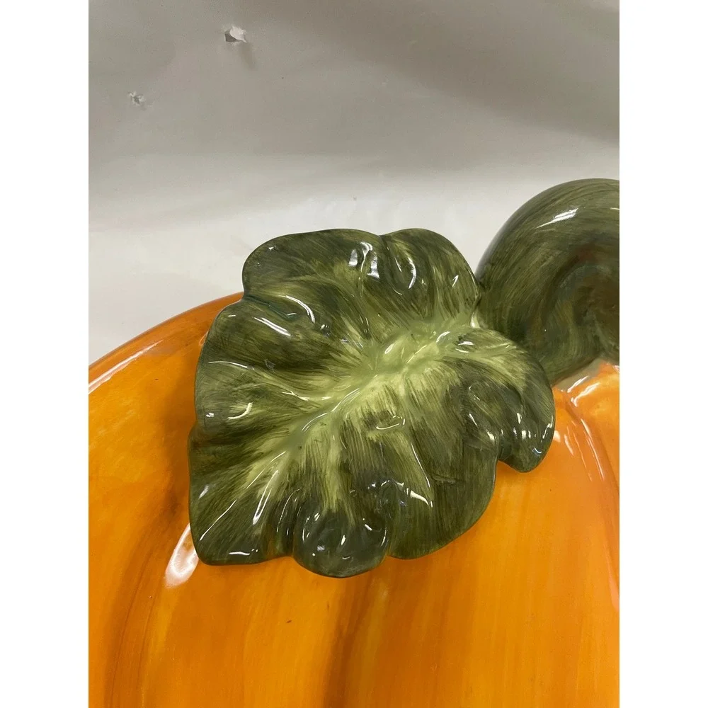 Kaldun & Bogle Ceramic Pumpkin Platter Orange Harvest Thanksgiving Serving Tray